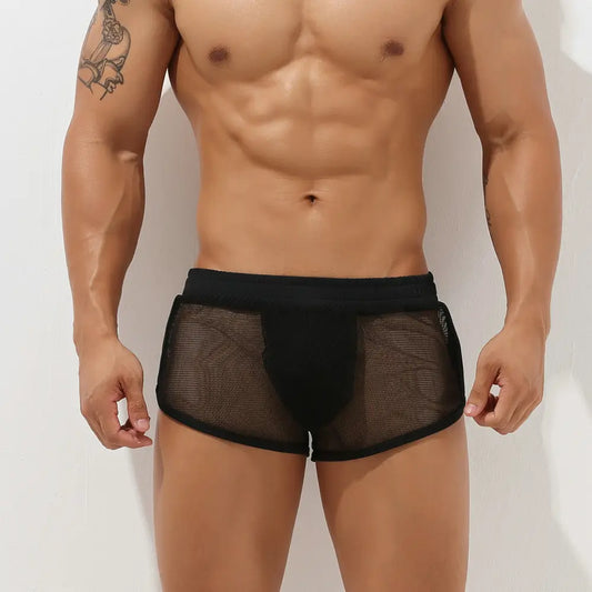 Seobean Men's Mesh Boxer Shorts - Breathable Underwear 00604