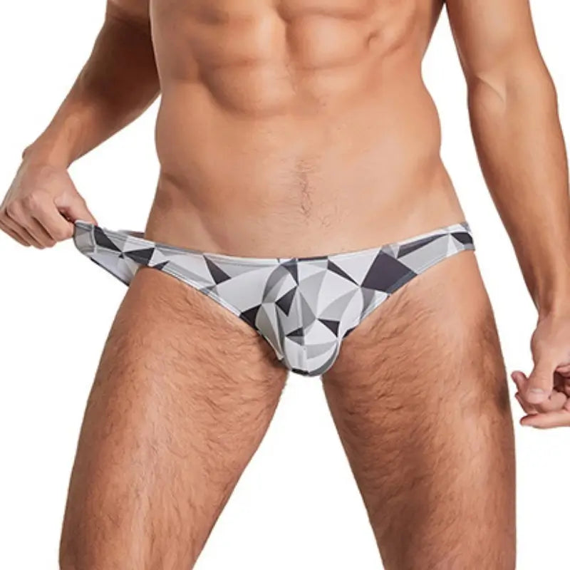 Seobean Men's Bikini Briefs - Sexy Low-Rise Color Geometric Underwear for Men 220101
