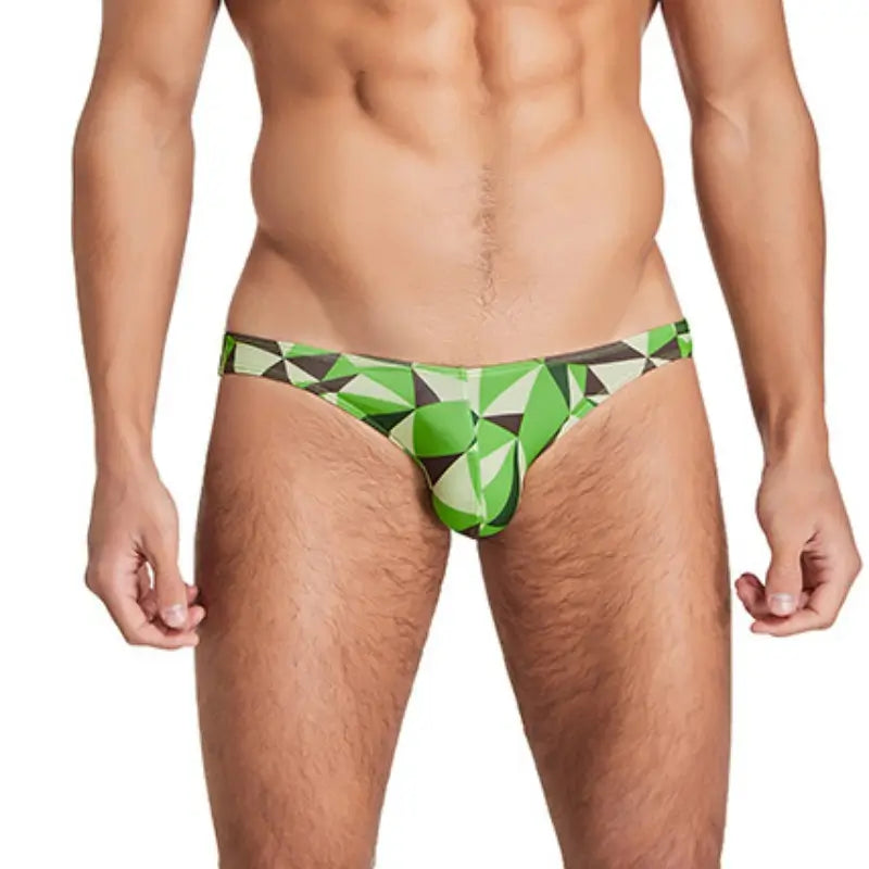 Seobean Men's Bikini Briefs - Sexy Low-Rise Color Geometric Underwear for Men 220101