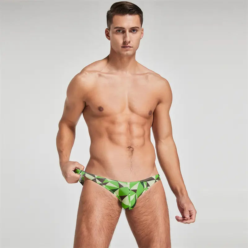 Seobean Men's Bikini Briefs - Sexy Low-Rise Color Geometric Underwear for Men 220101