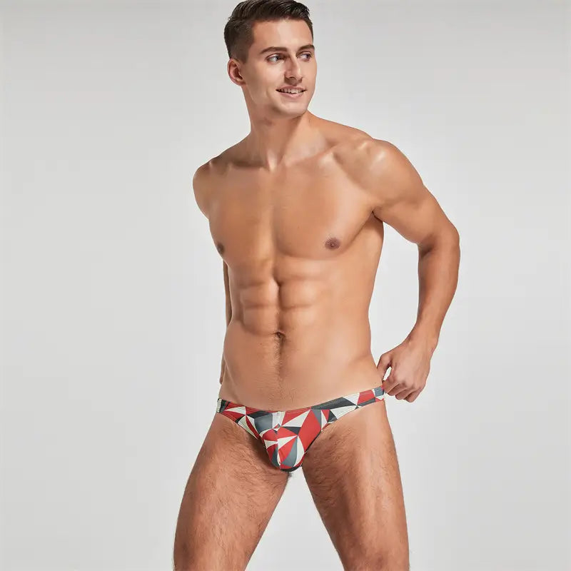 Seobean Men's Bikini Briefs - Sexy Low-Rise Color Geometric Underwear for Men 220101