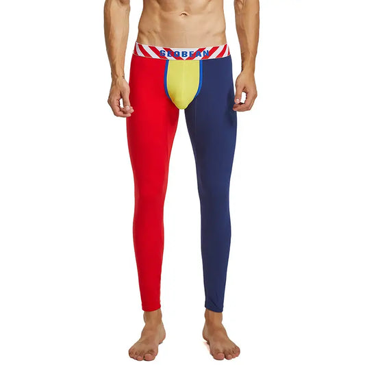 Seobean Men's Color Block Thermal Underwear Long Johns 220402