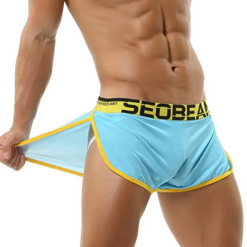Seobean Men's Lounge Split-Leg Boxer Shorts Soft Underwear 220503