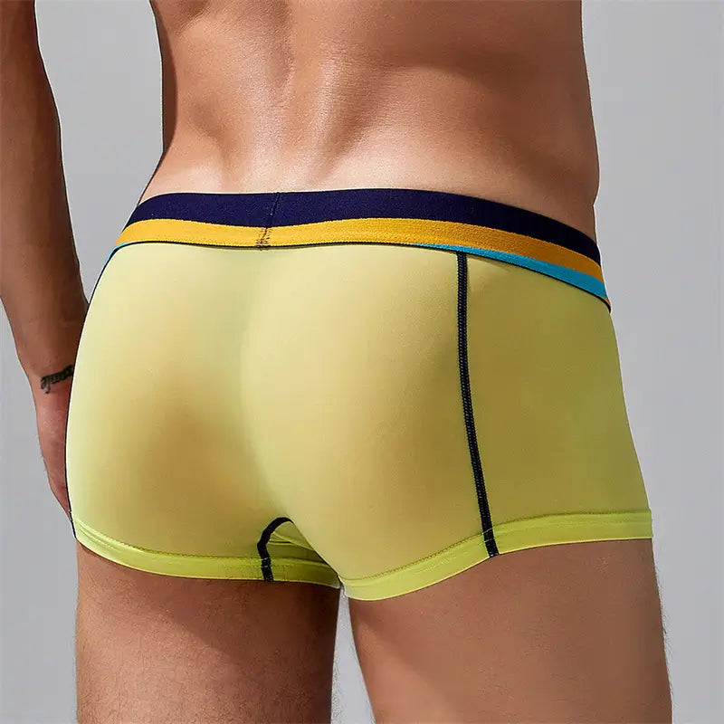 Seobean Men's Sexy Boxer Briefs Breathable Trunks with Colorful Stripe Design 230215