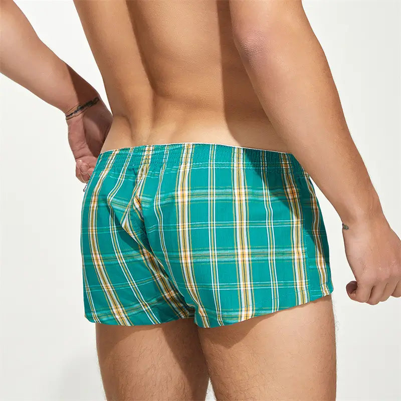 Seobean Men's Boxer Shorts Checkered Comfortable 100% Cotton Underwear 230506
