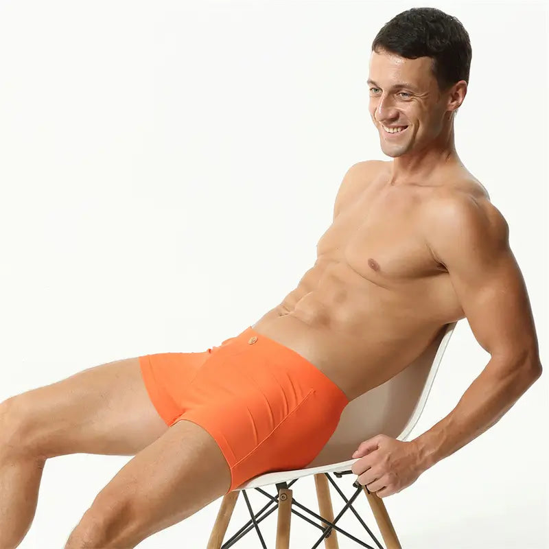 Seobean Men's Swim Boxers - Quick-Dry Swimwear with Nylon/Spandex Blend 230801