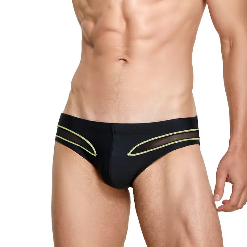 Seobean Herren-Badeshorts mit niedriger Taille und Mesh-Einsätzen – sexy und schnelltrocknend, 230903
