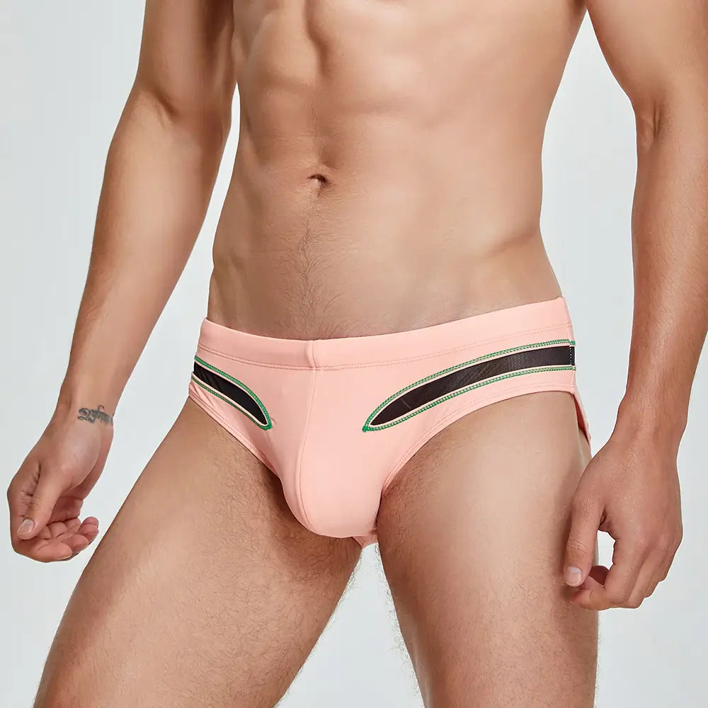 Seobean Herren-Badeshorts mit niedriger Taille und Mesh-Einsätzen – sexy und schnelltrocknend, 230903