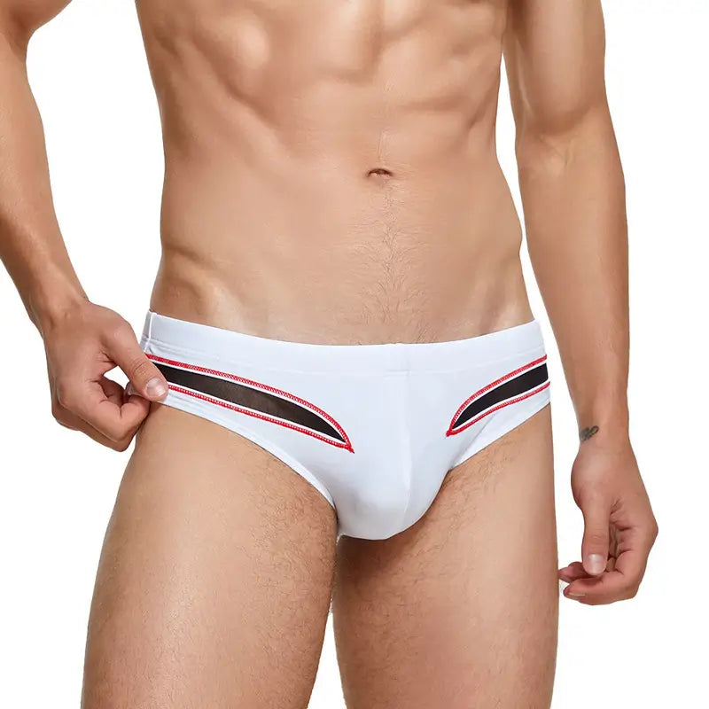 Seobean Herren-Badeshorts mit niedriger Taille und Mesh-Einsätzen – sexy und schnelltrocknend, 230903