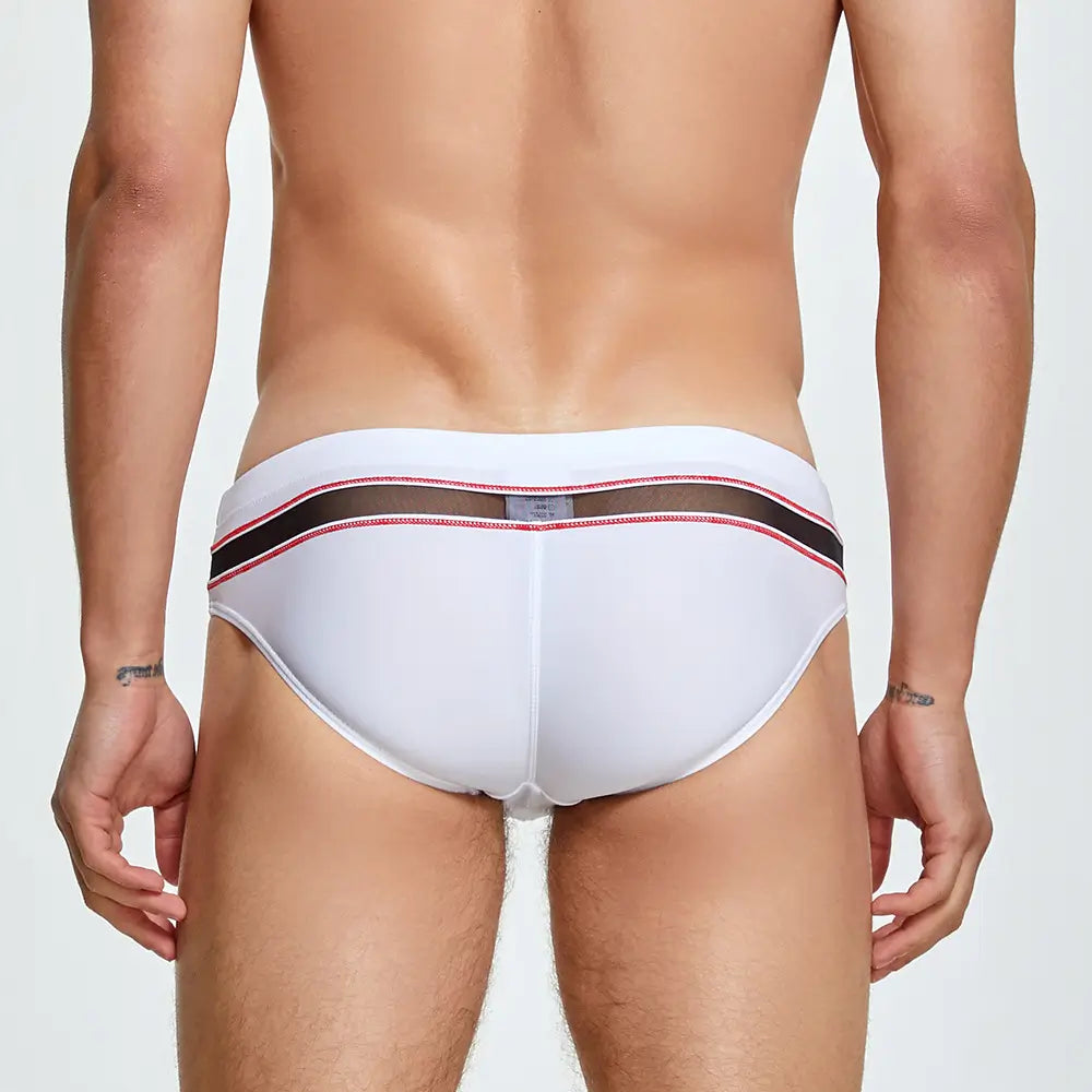 Seobean Herren-Badeshorts mit niedriger Taille und Mesh-Einsätzen – sexy und schnelltrocknend, 230903