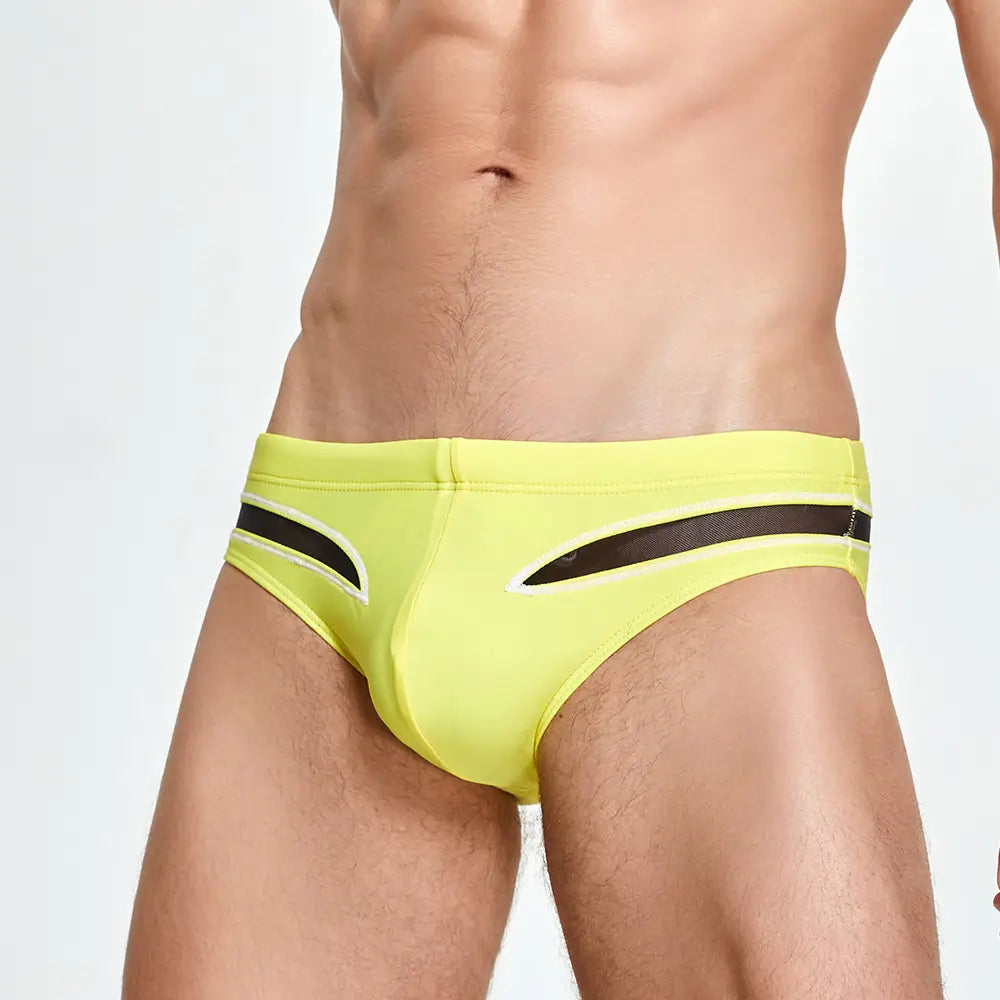 Seobean Herren-Badeshorts mit niedriger Taille und Mesh-Einsätzen – sexy und schnelltrocknend, 230903