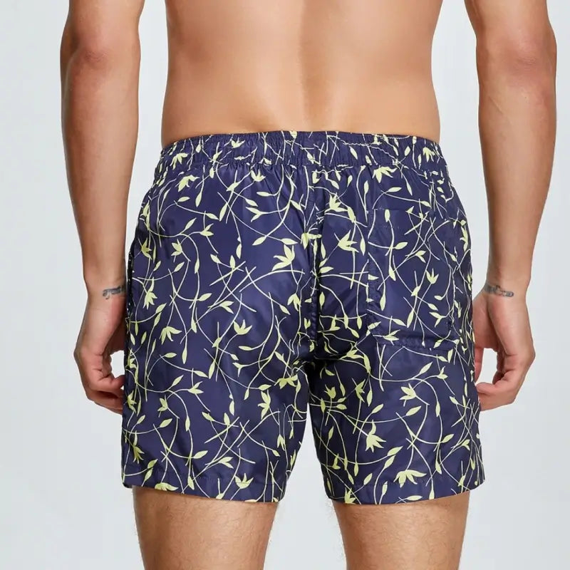 Seobean Men's Quick-Dry Beach Shorts with Elastic Waist & Tropical 231302