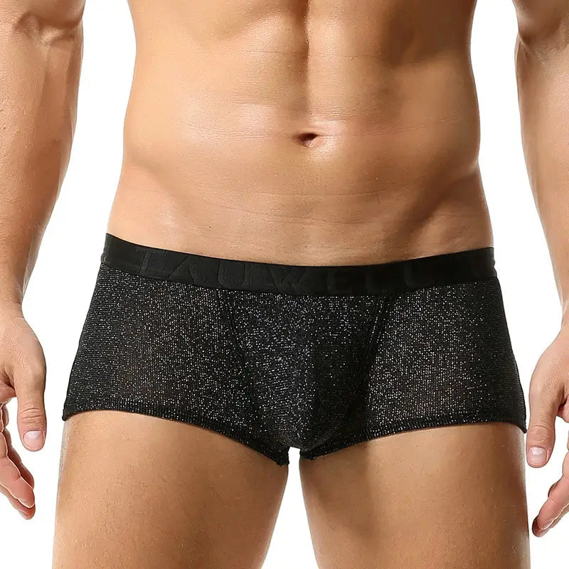 Tauwell Men's Low Rise Shiny Boxer Briefs - Breathable, Stretchable, and Skin-Friendly