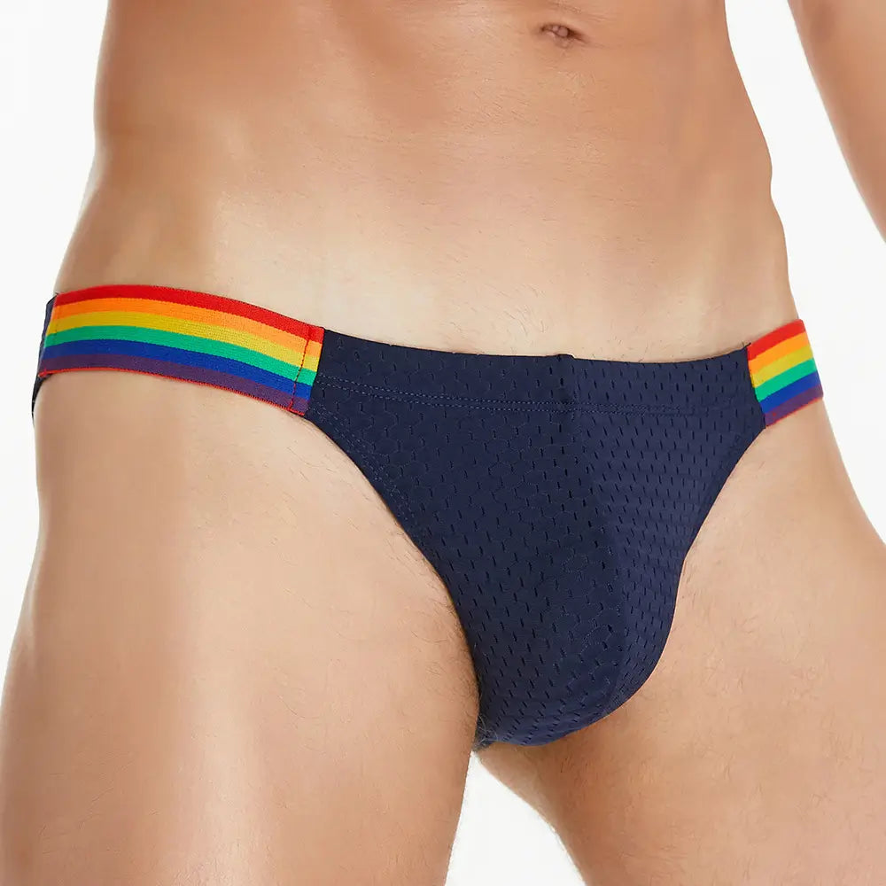 Seobean Herren Low-Rise Rainbow Mesh Slips - Atmungsaktive, sexy Unterwäsche 240103