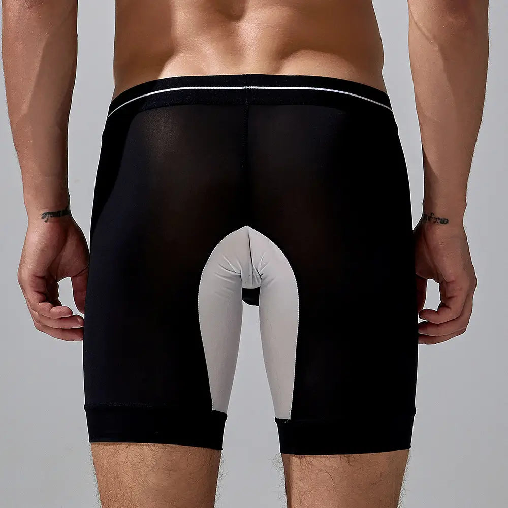 Seobean Men's Nylon-Spandex Long Boxer Briefs | Anti-Chafing Summer Underwear 240201