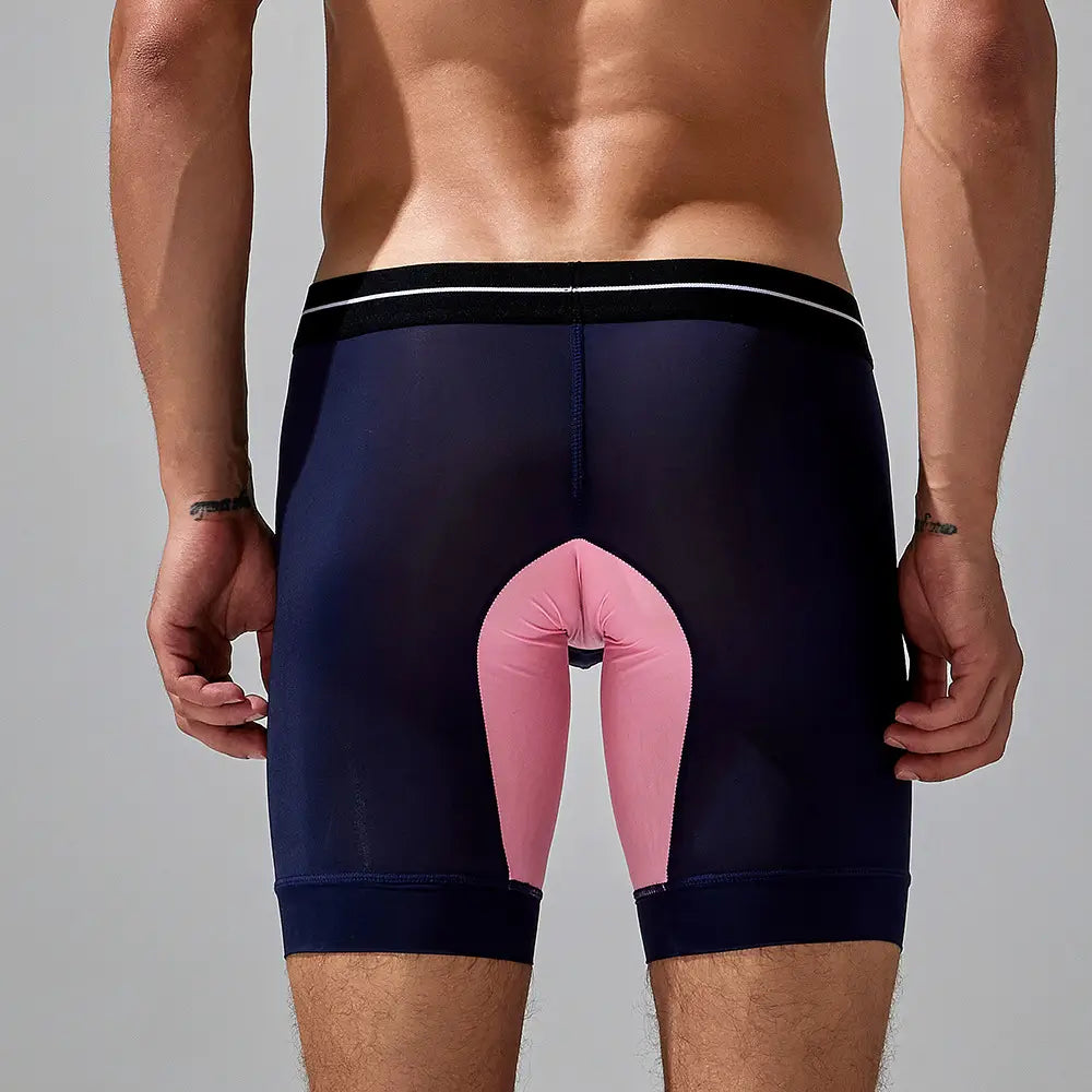 Seobean Men's Nylon-Spandex Long Boxer Briefs | Anti-Chafing Summer Underwear 240201