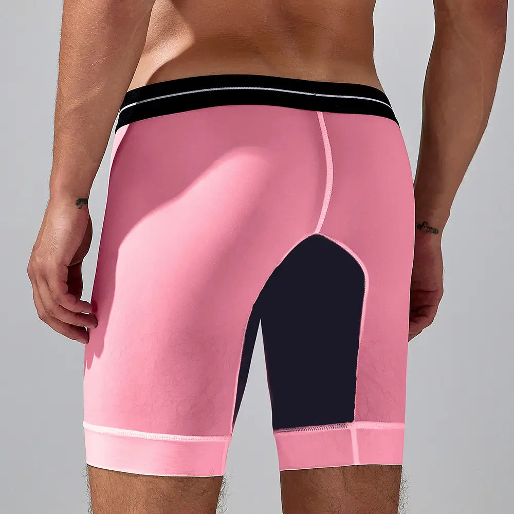 Seobean Men's Nylon-Spandex Long Boxer Briefs | Anti-Chafing Summer Underwear 240201