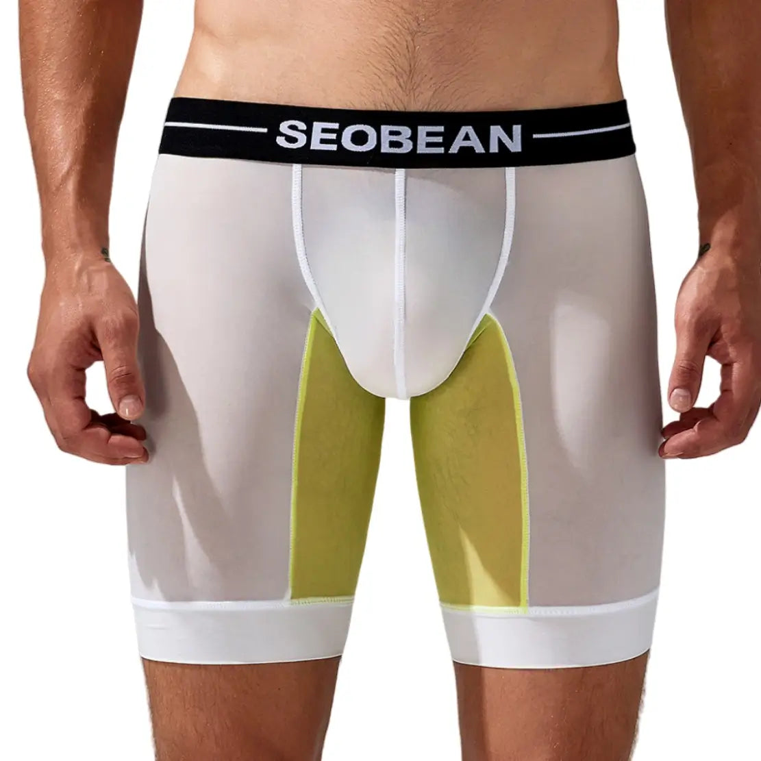 Seobean Men's Nylon-Spandex Long Boxer Briefs | Anti-Chafing Summer Underwear 240201