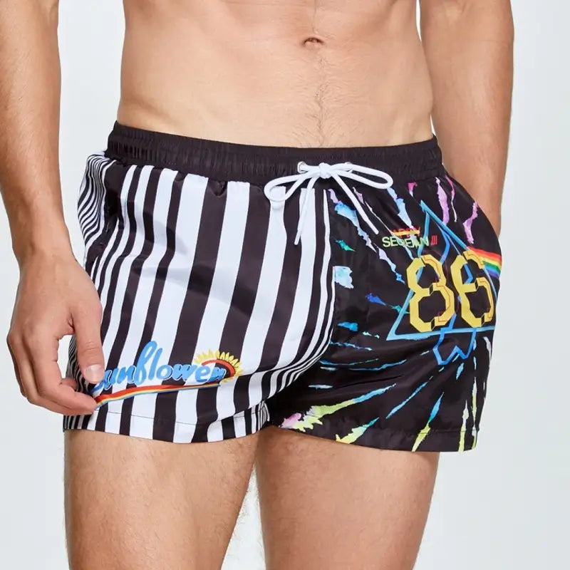 Seobean Men's Quick-Dry Swim Shorts - Beach Board Shorts with Sunflower 241301