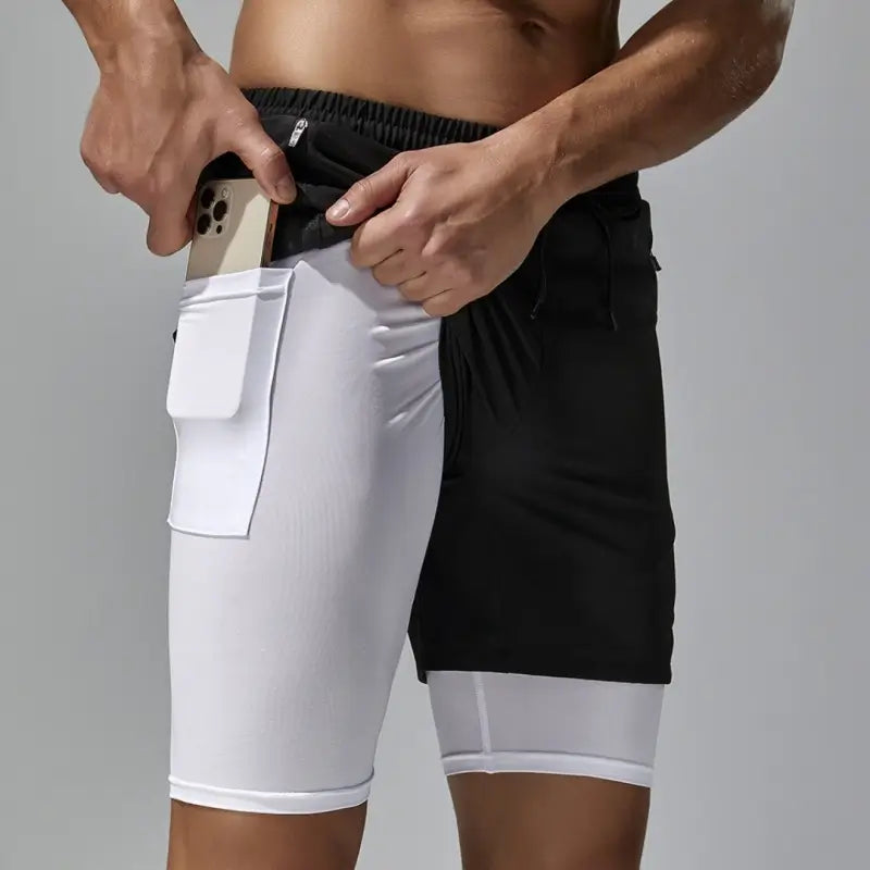 Tauwell Men's 2-in-1 Sport Shorts Quick Dry Beach Gym Athletic Shorts 24502