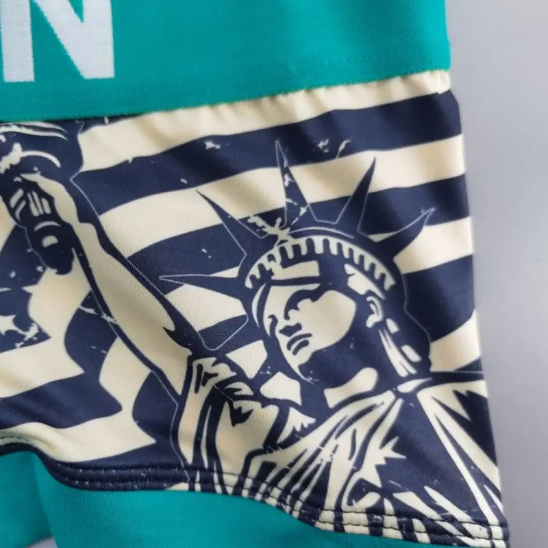 Seobean Patriotic Men's Boxer Briefs - Lady Liberty & Flag Print 250206