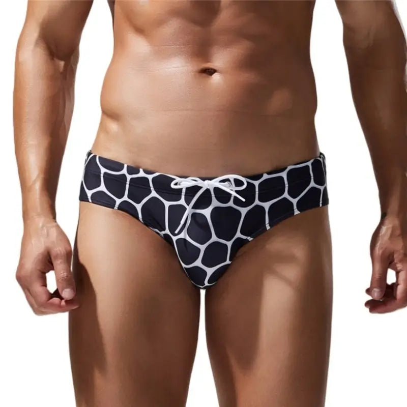Seobean Men's Geometric Print Swim Brief - Swim Bikini Swimwear 250902