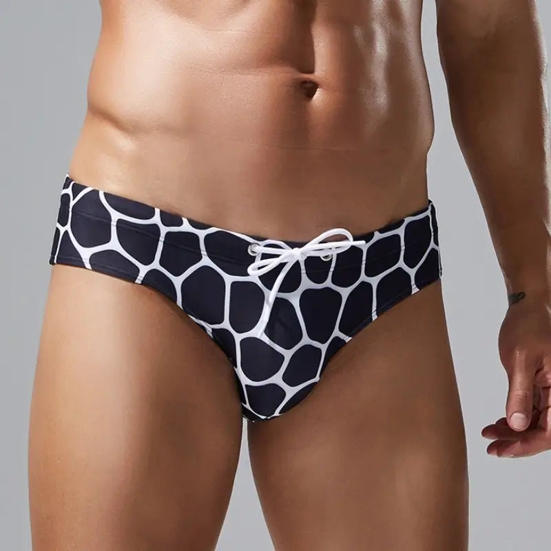 Seobean Men's Geometric Print Swim Brief - Swim Bikini Swimwear 250902