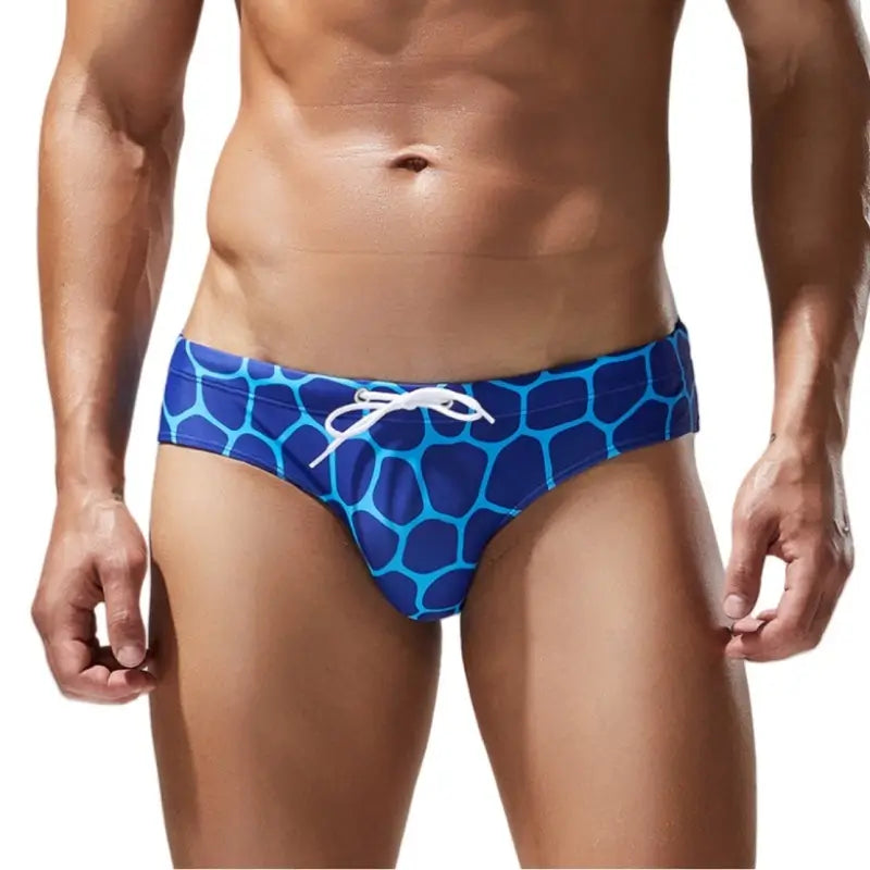 Seobean Men's Geometric Print Swim Brief - Swim Bikini Swimwear 250902