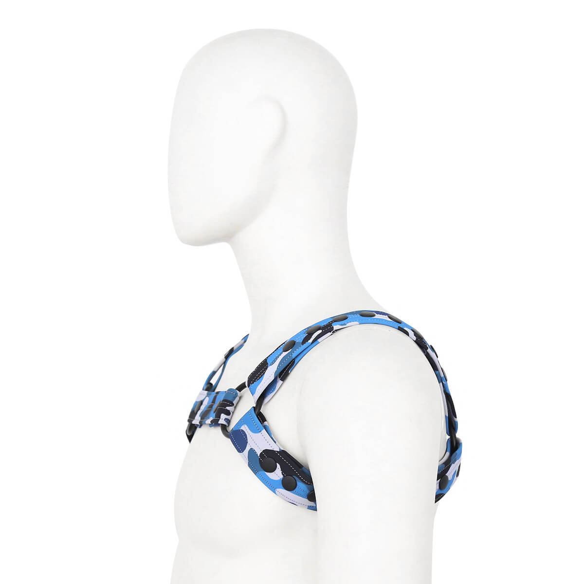 DomiGe Men's Leather Body Harness for Nightclub Blue