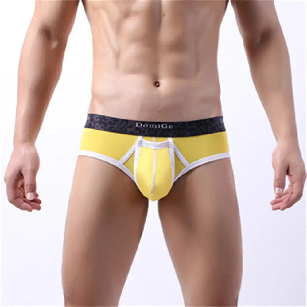 DomiGe Men's Cotton Stretch Briefs - Dual Pouch Support & Breathable Low-Rise Fit