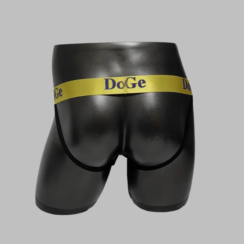 DomiGe Christmas Jockstrap Men's Festive Underwear Yellow Waistband Navy Print