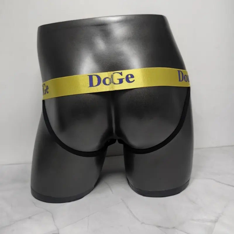 DomiGe Skull Jockstrap Men's Black Crossbones Print Yellow Waistband Underwear