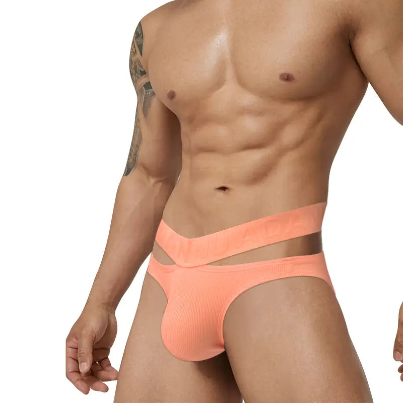 Adannu Men's Cotton Briefs Enhanced Support Pouch Low-Rise Underwear AD795