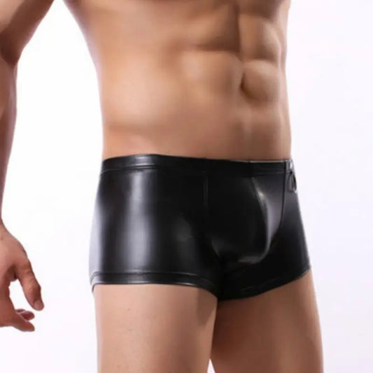 DomiGe Boxer Shorts for Men – Glossy Faux Leather Look