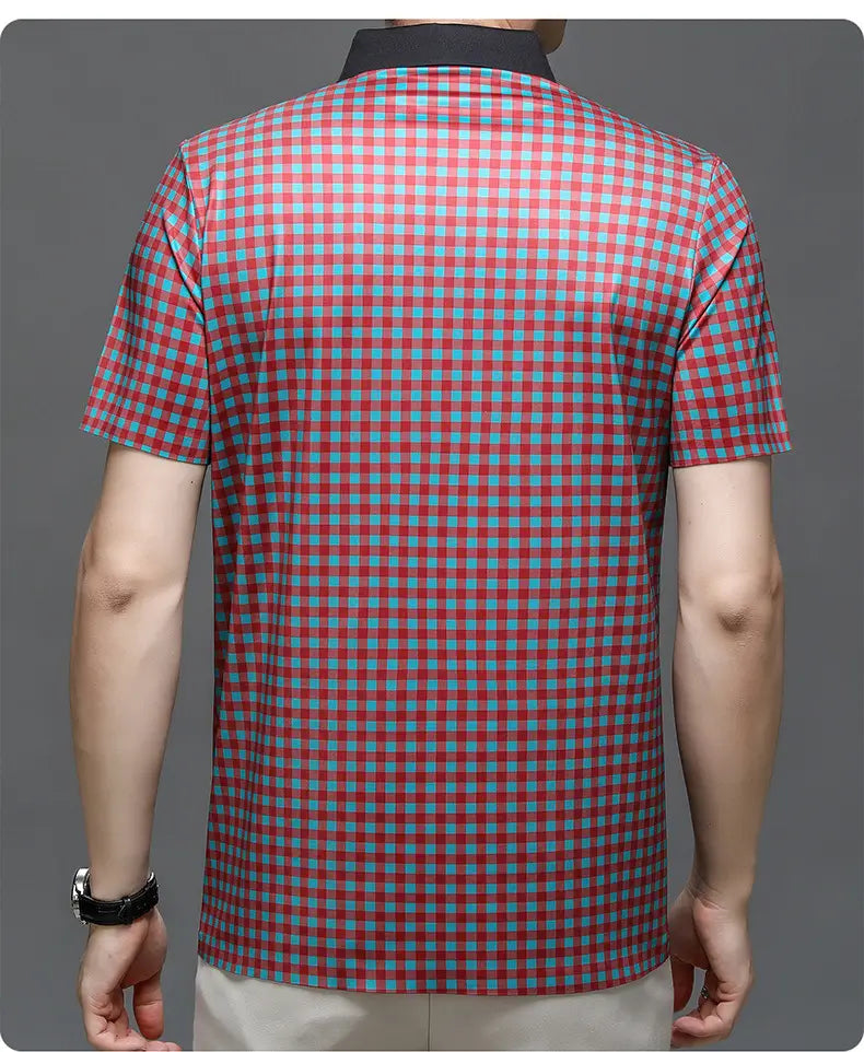 Herren Poloshirt aus Seide, Sommer, Business, Casual, Kurzarmhemd