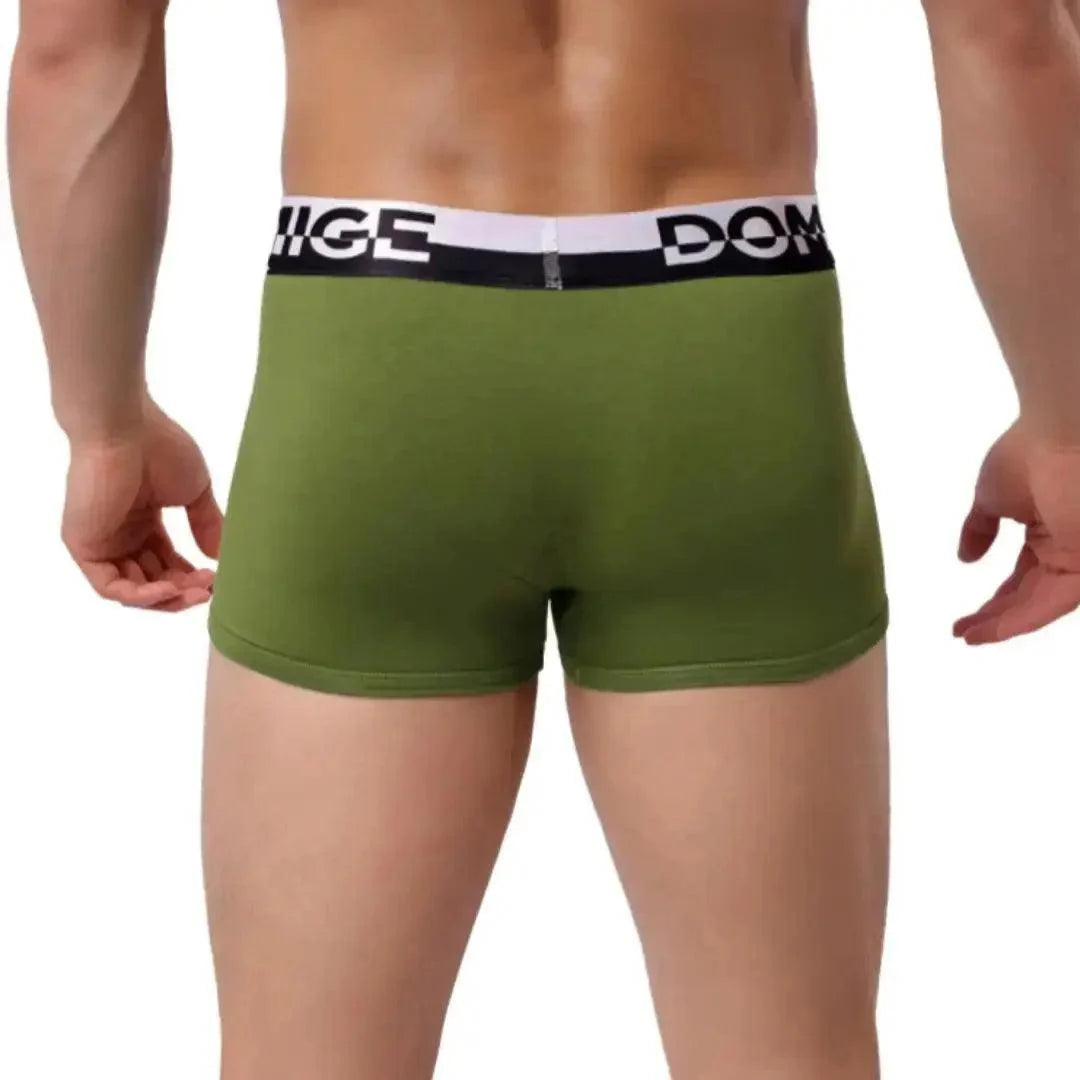 DomiGe Men's Cotton Boxer Briefs with Pouch & Silver Waistband