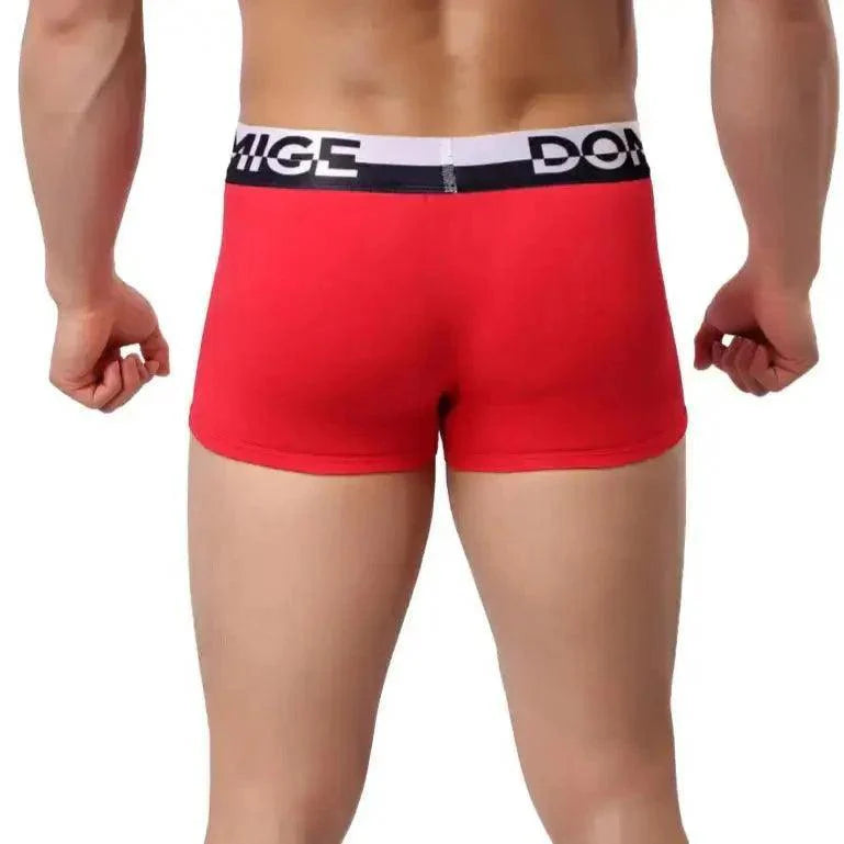 DomiGe Men's Cotton Boxer Briefs with Pouch & Silver Waistband