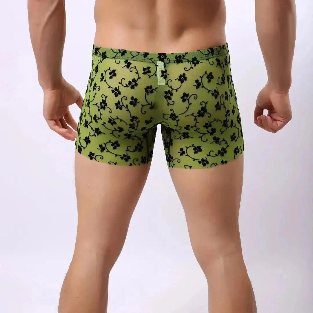 DomiGe Herren-Boxershorts mit Beflockung – weiche Netz-Unterwäsche für Männer