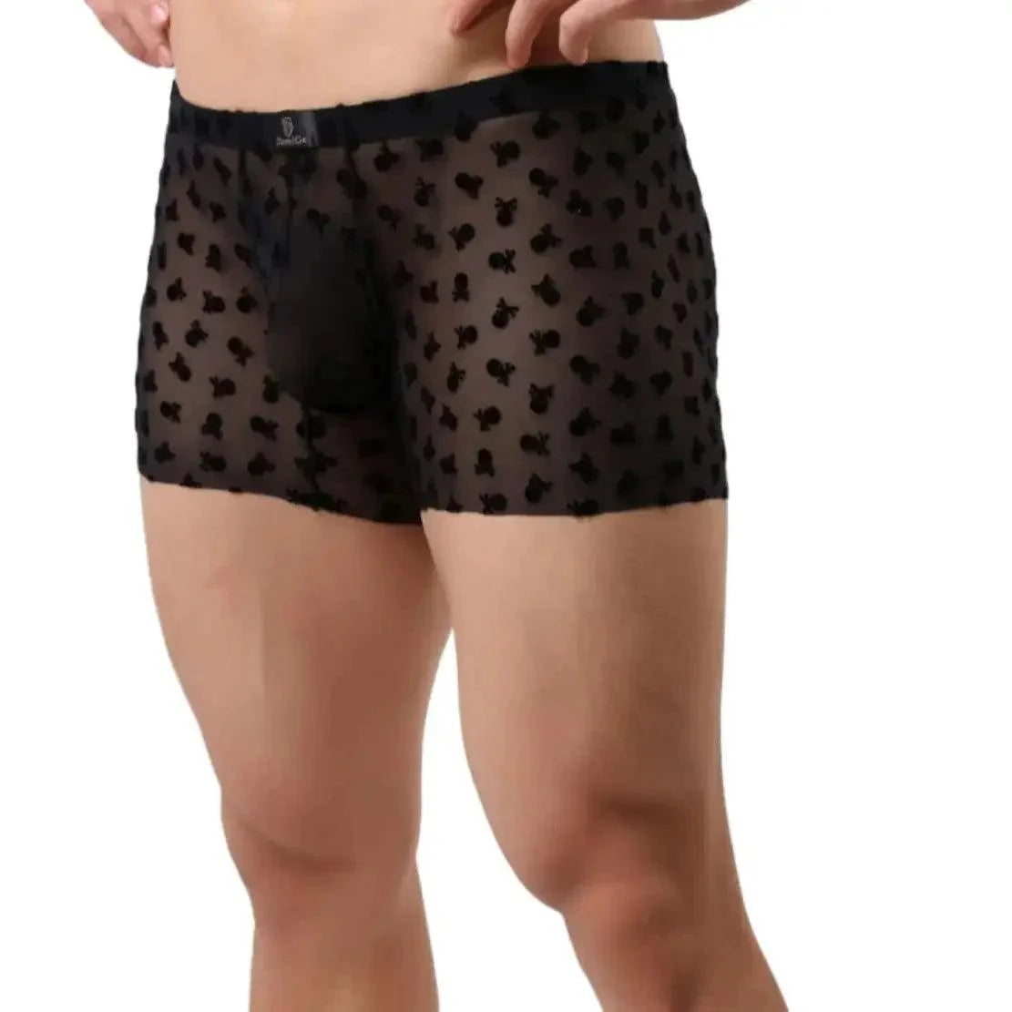 DomiGe Herren-Boxershorts mit Beflockung – weiche Netz-Unterwäsche für Männer