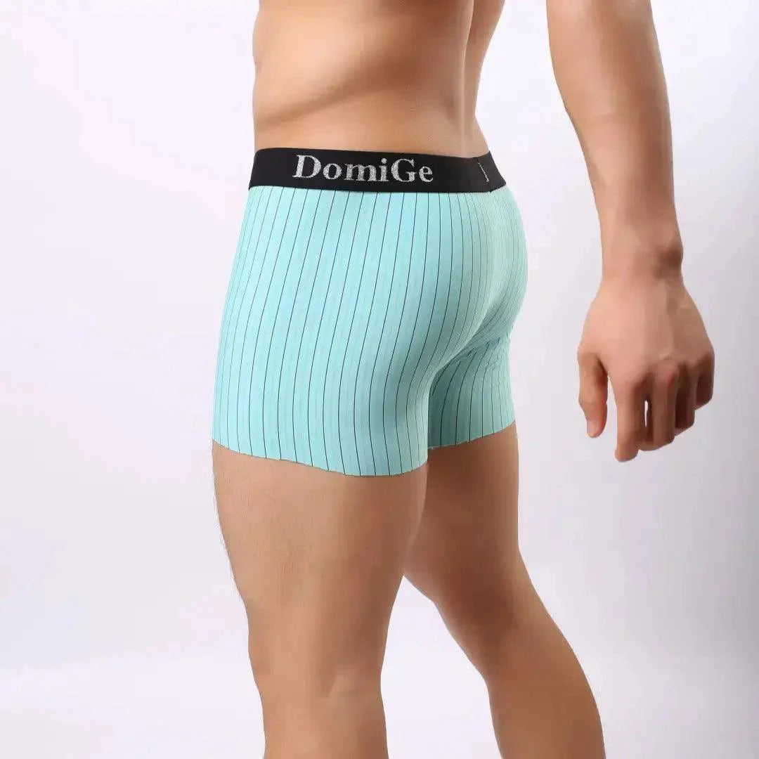DomiGe Gestreifte Boxershorts für Herren – Eisseide, mittelhoher Bund, atmungsaktive Unterwäsche