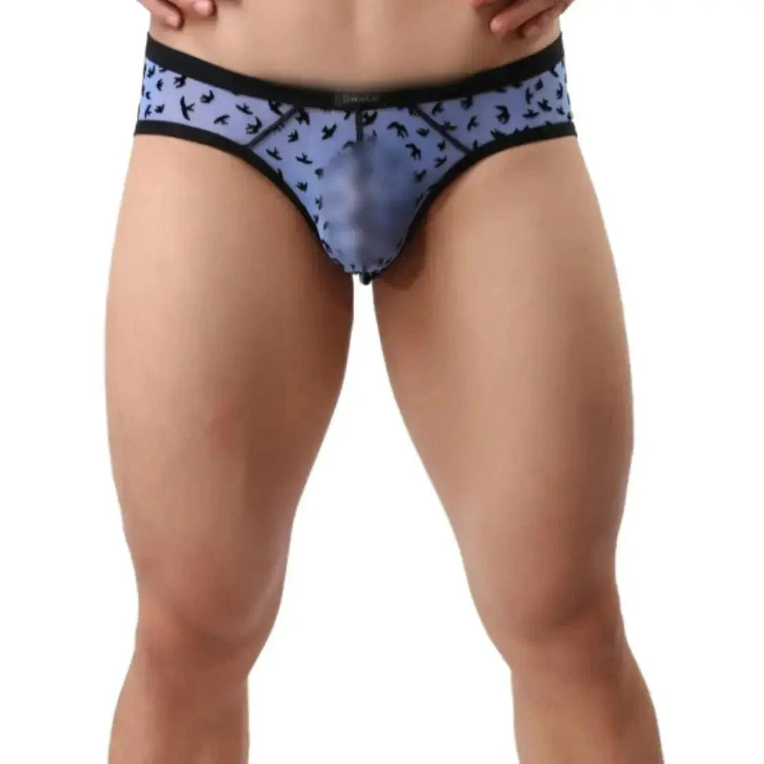 DomiGe Men's Mesh Briefs with Velvet Flocking & Sheer Design | Luxe Support