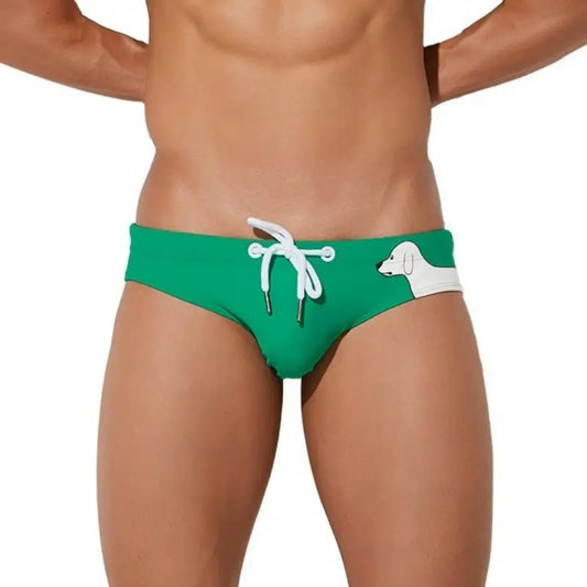 Seobean Men's Swim Briefs: Puppy Print Bikini 00901