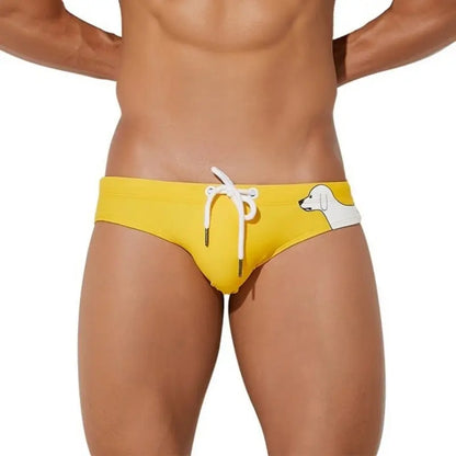 Seobean Men's Swim Briefs: Puppy Print Bikini 00901