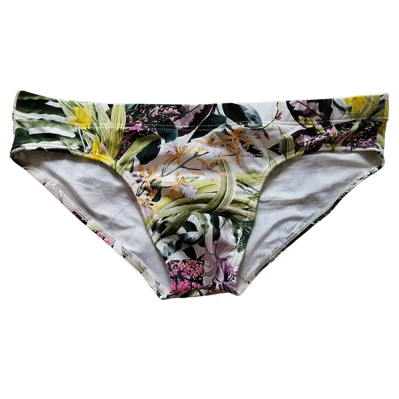 DomiGe Bañador de talle bajo para hombre con estampado de flores - 80% poliéster