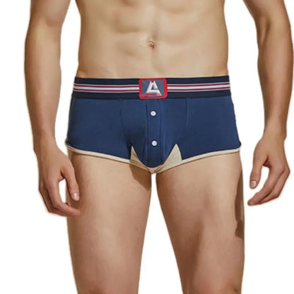 Seobean Men's Retro Trunks with Button Fly 220207