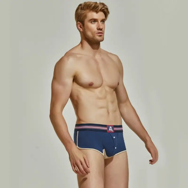 Seobean Men's Retro Trunks with Button Fly 220207