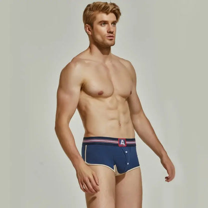 Seobean Men's Retro Trunks with Button Fly 220207