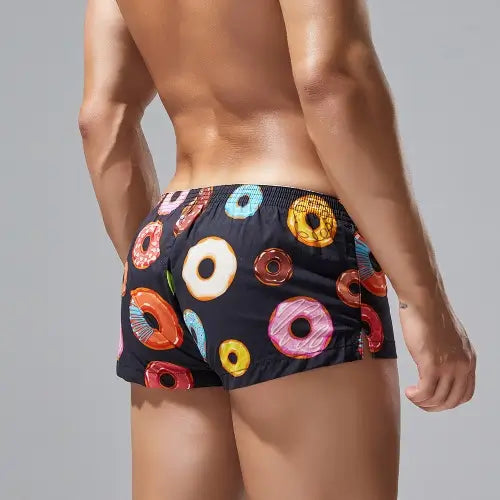 Seobean Donut Print Boxer Briefs for Men, 100% Cotton 240507