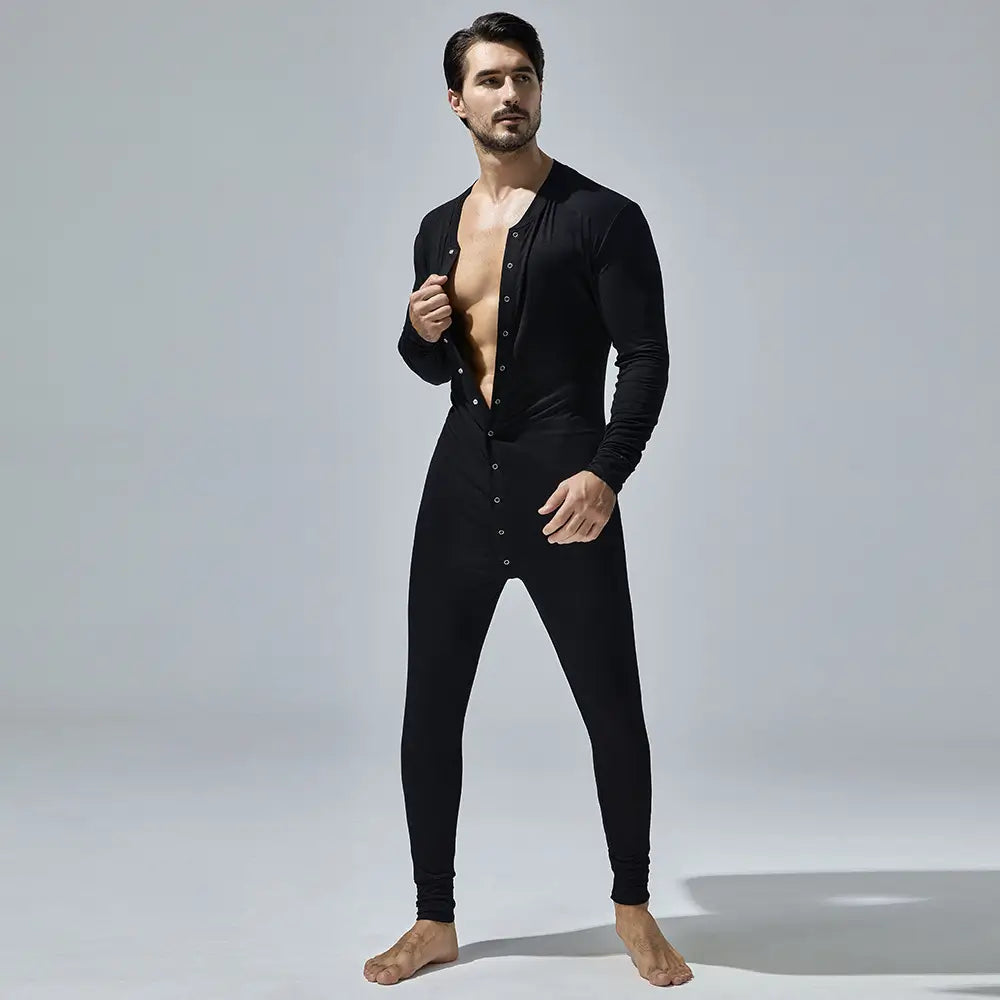 Tauwell Men's Bodysuit - Stretch Black/White/Red Comfort Bodysuits for Men 24701
