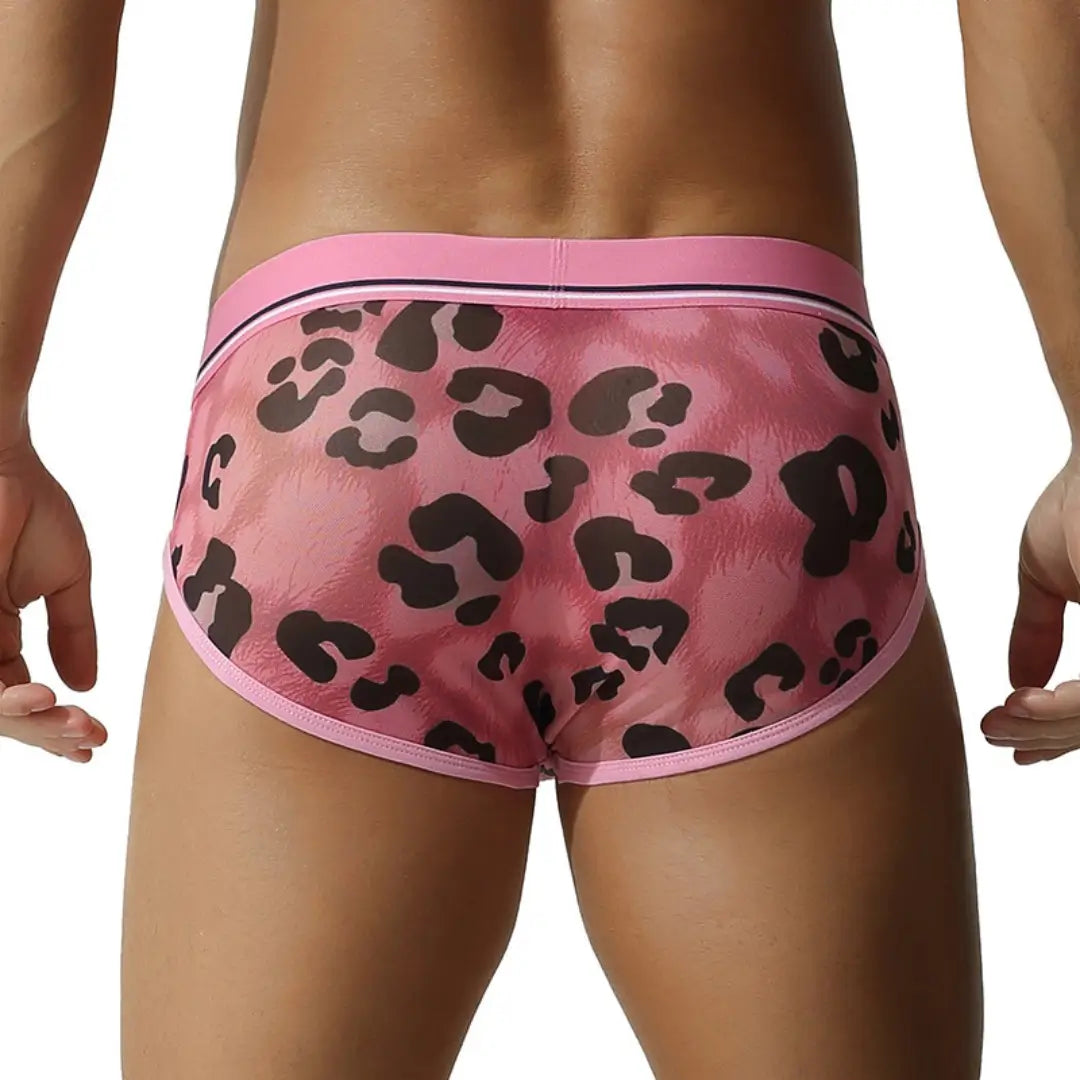 Seobean Men’s Leopard Print Briefs Sexy Breathable Stretch Mesh Underwear  250107